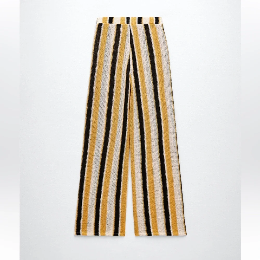 Zara Yellow and Black Striped Jumpsuit pants only